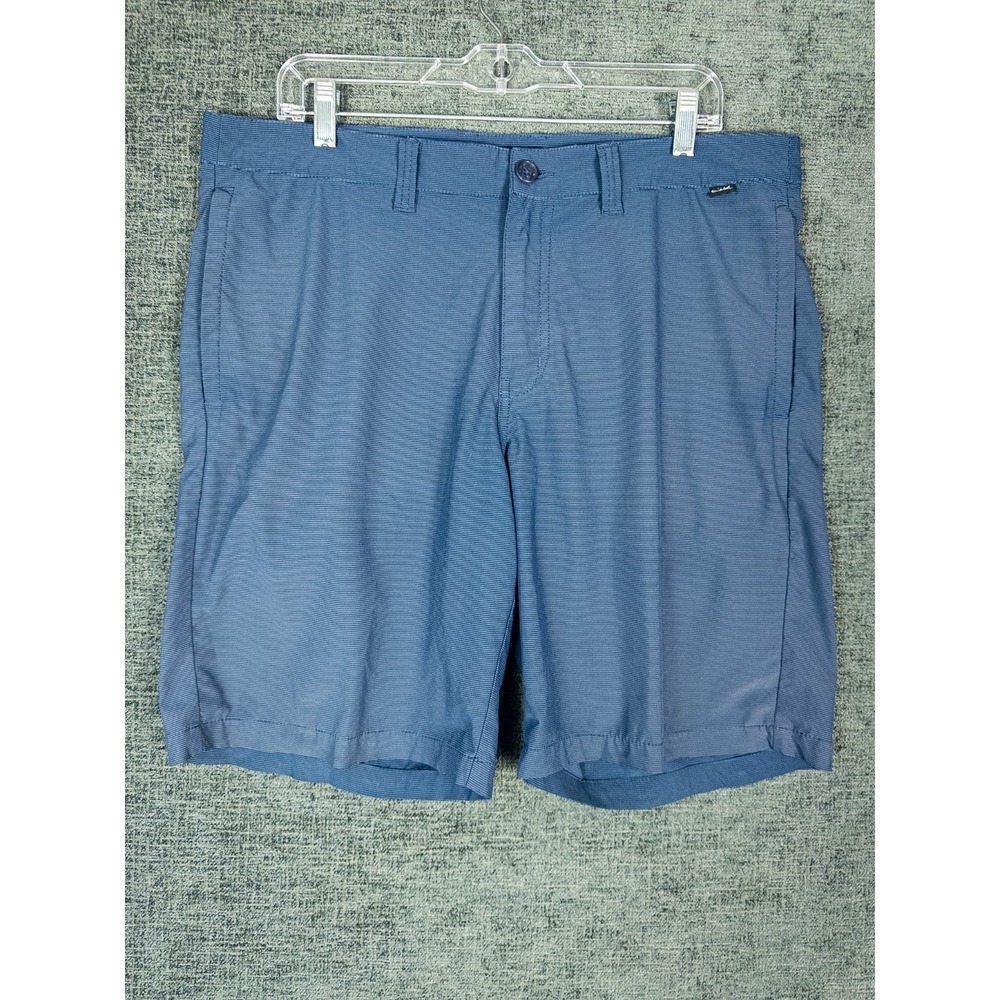 Travis Mathew Mens Hybrid Shorts Blue Striped Flat Front Golf Performance 36